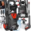 LEHMANN 260 Bar Pressure Washer with Turbo Nozzle, Hose Reel and Foam Sprayer - Aluminium Pump