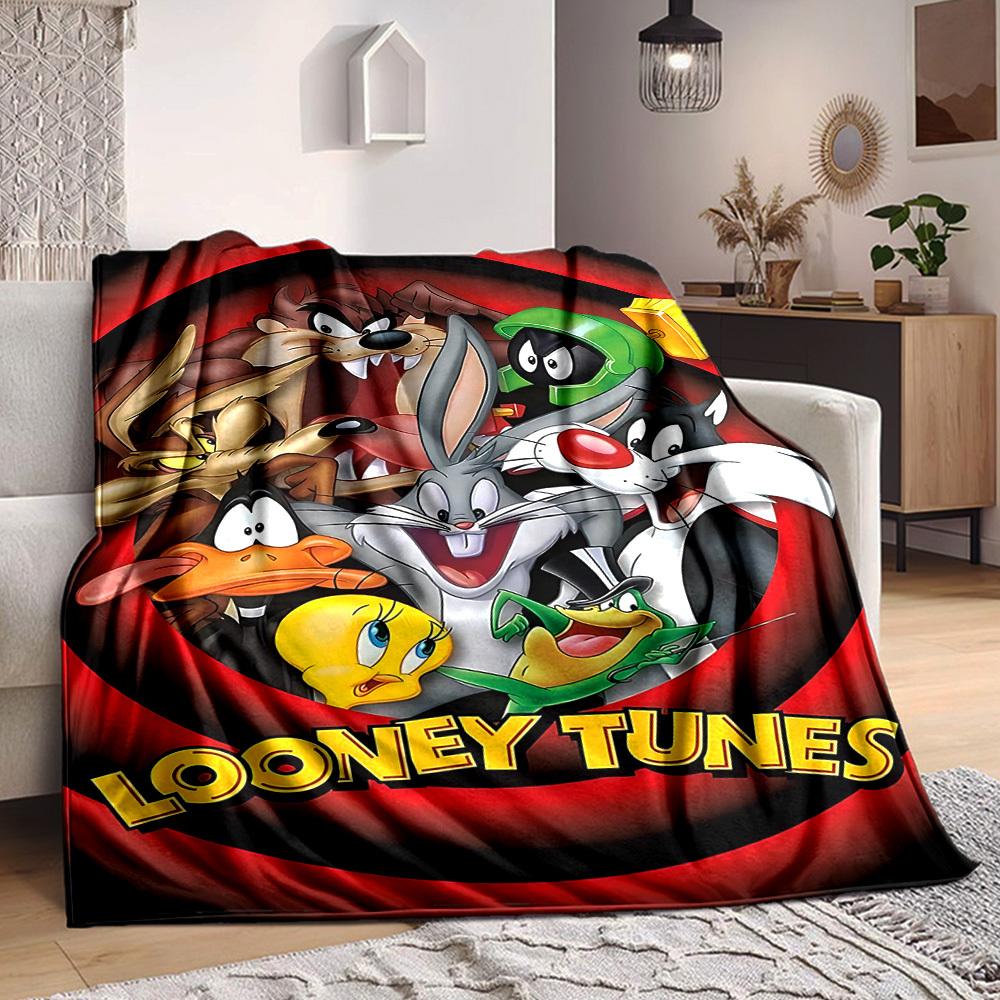 1pc Cartoon Character Looney Tunes Flannel Throw Blanket - Lightweight Soft Warm All-Season Blanket for Sofa, Bed, Travel, Camping L1029078