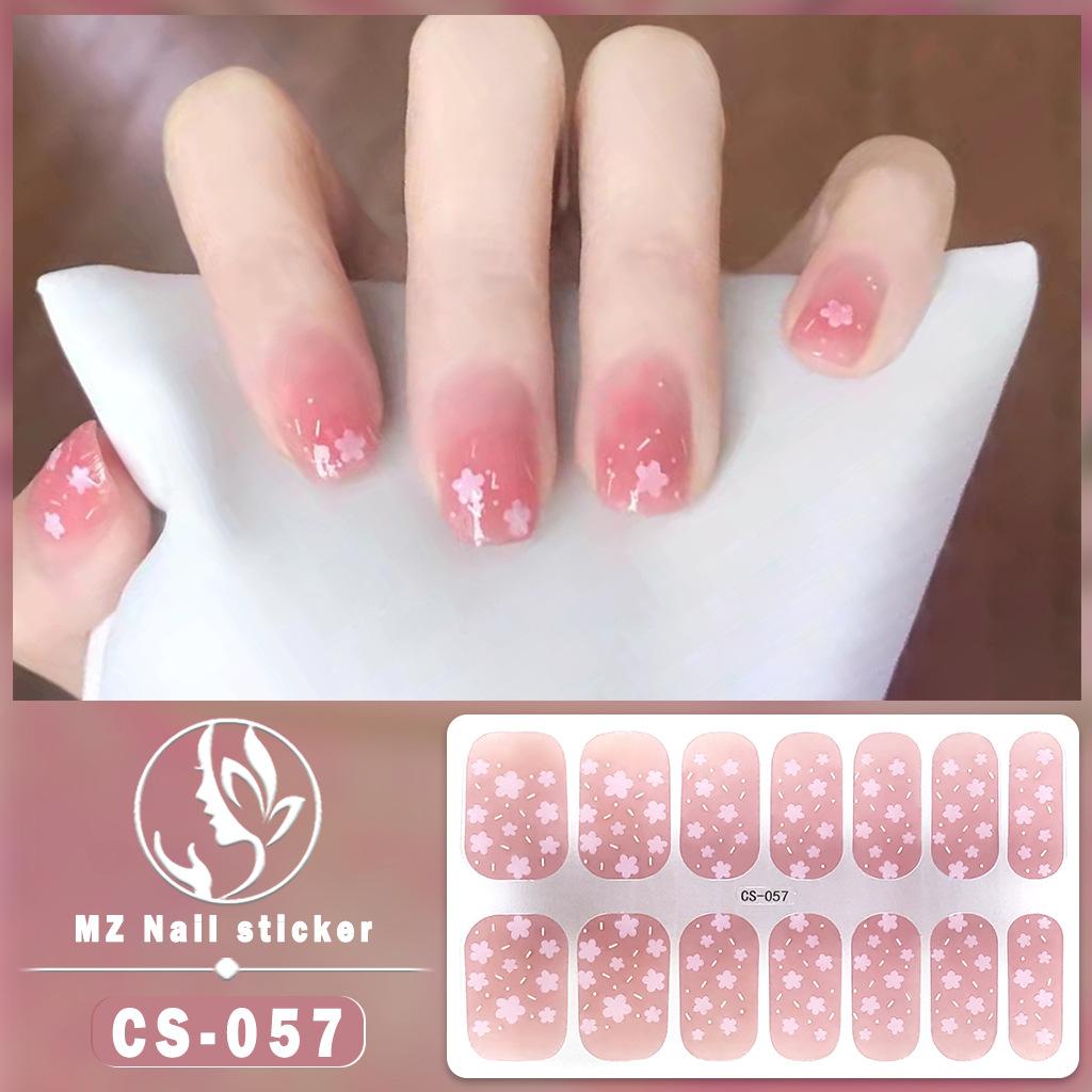 CS Waterproof No-Cure Gel Nail Wraps, Full Cover Spring & Summer Blend & Contrast Color Nail Stickers, Nail Patch Films