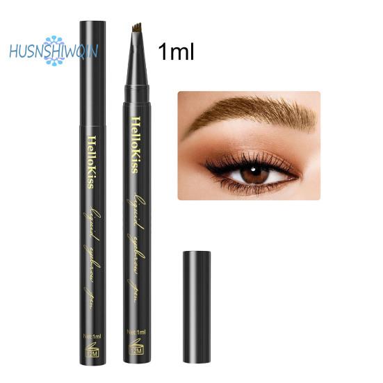 Карандаш для бровей, 1 мл, натуральный, долговечный, водонепроницаемый для макияжа глаз, не оставляющий пятен, 4-х зубчатый жидкий карандаш для бровей с микрогравировкой, поставка для девочек