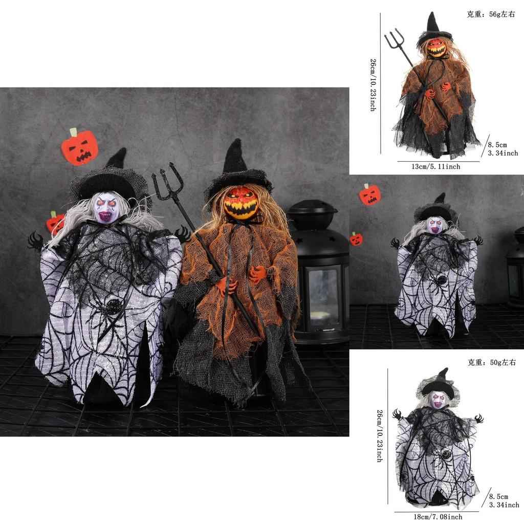 Halloween Pumpkin Ghost Decor Figurine With Plush And Plastic Material For Party Table Centerpiece