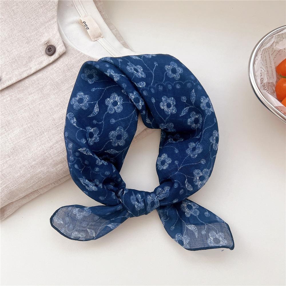 Flower Cotton Linen Print Scarves Cashew Square Handkerchief Clothing Accessories