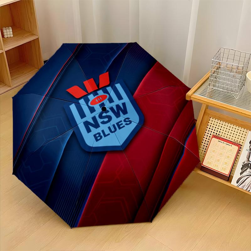 NSW Blues Print Auto 8?Ribs Folding Umbrella Wind Resistant Lightweight Automatic Umbrella For Daily Travel