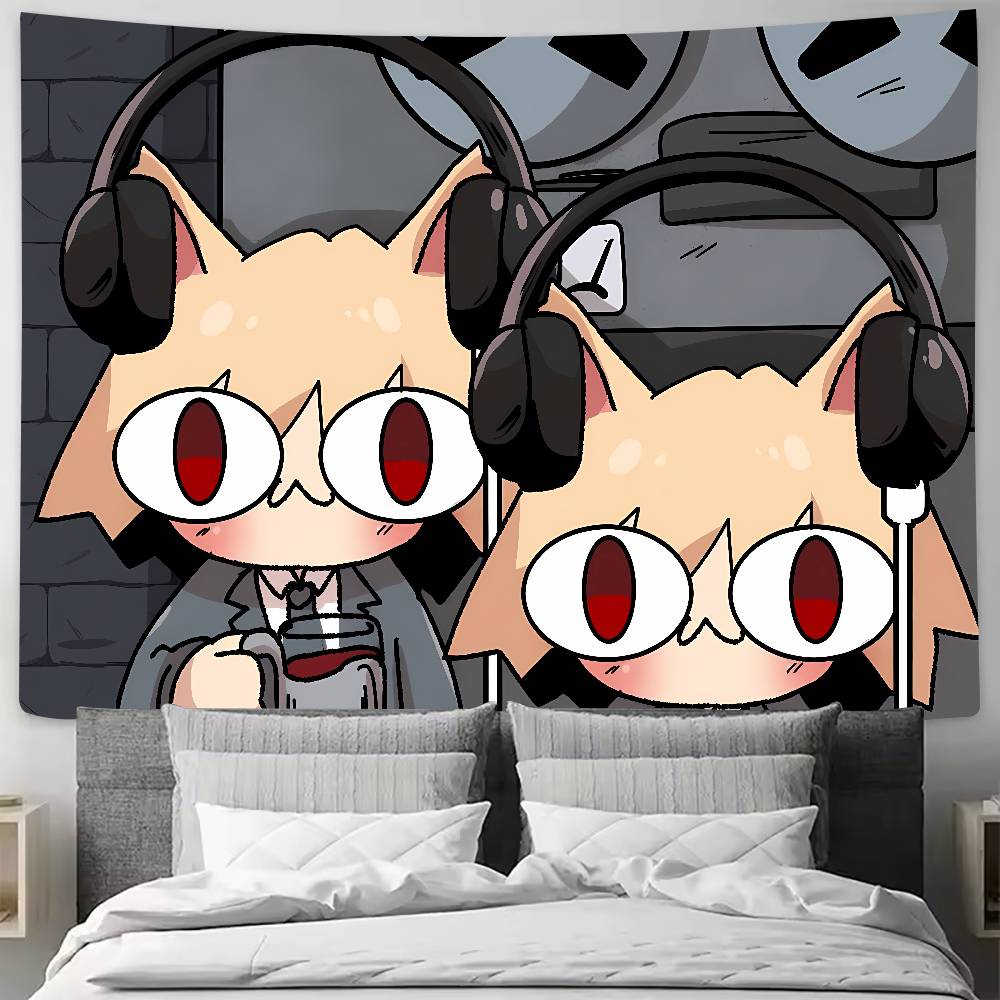 Large Cute Funny Cat Meme Tapestry anime Adorable Girls Atmosphere In Style Room Decoration Home Decoration