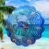 Wind Rotator 12 Inch 3D Stainless Steel Turtle Design Metal Art Geometric Pattern Suspension Kinetic Energy Courtyard Garden Decoration Stainless