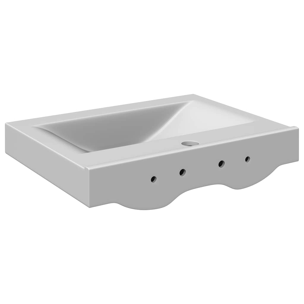 Ceramic Sink with Overflow 60 x 46 x 16 cm Silver