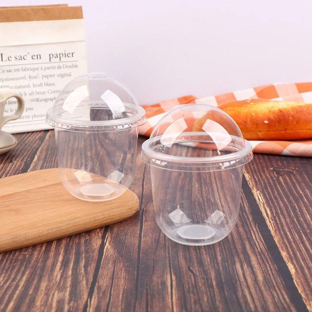 50pcs U Shaped Disposable Cake Cup Transparent Salad Cup Drinkware Ice Cream Cup Pudding