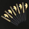 5Set Black Gold Portable Travel Cutlery Set Chopsticks Spoon 304 Stainless Steel Korean Dinnerware Set Luxury Tableware Set