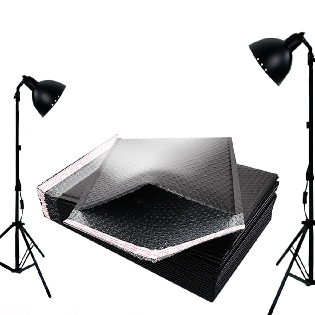 50Pcs Bubble Mailers Мягкие конверты с подкладкой из полимера Самоуплотняющиеся черные