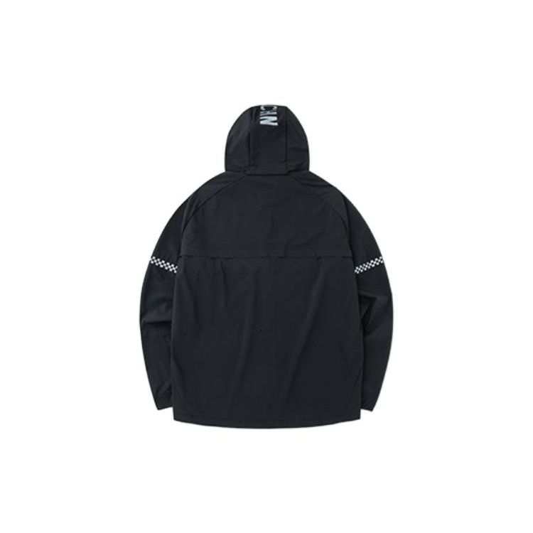 Anta Повседневная серия, однотонная спортивная куртка с логотипом и капюшоном, мужские куртки черного цвета 152137616-2