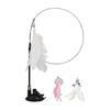 Cat Wand Feather Toy Interactive Cat Feather String Teaser with Suction Cup