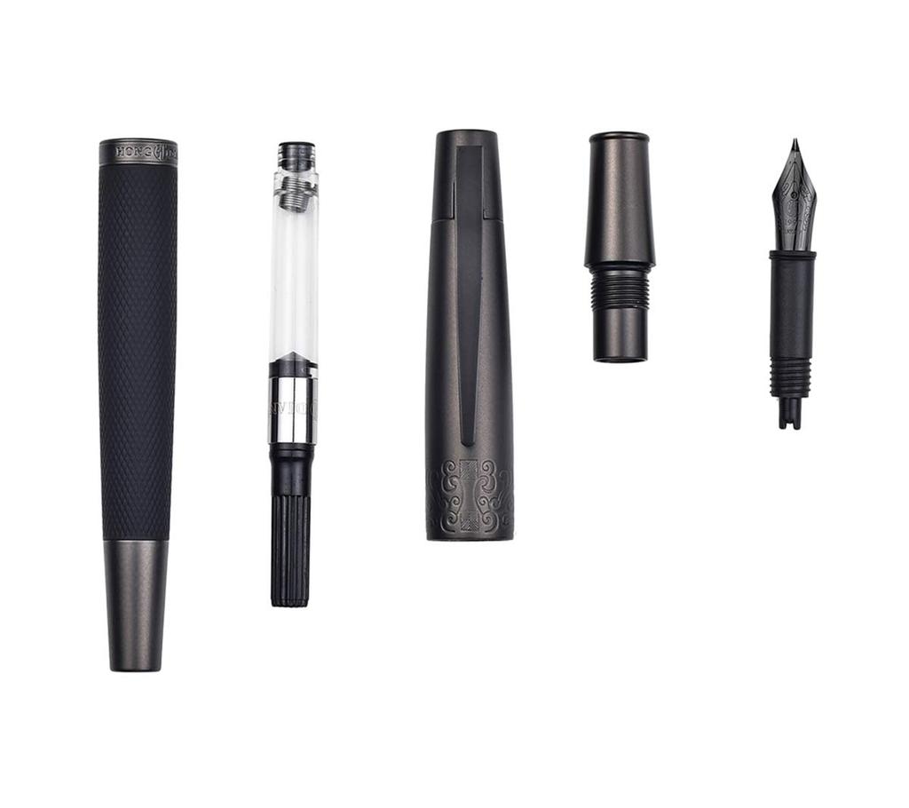 Fountain Pen Black Nib Fine Point Metal Gift Box Hongdian Men's