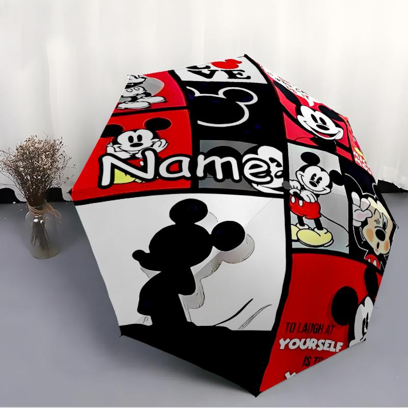 Personalized Name M-Mickey Print Umbrella - Automatic Open/Close, Eight-Rib Durable Frame, Automatic Folding Umbrella