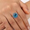 Швейцарский голубой топаз Драгоценный камень 925 Стерлинговое серебро Ювелирное изделие Кольцо ручной работы для женщин RR-7-8
