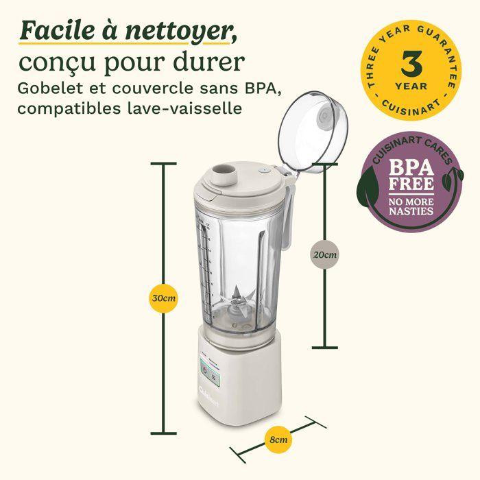 Blender portable - CUISINART - PBL100E Blast&Go - 120 W - 500 ml - 50 dB - Blanc