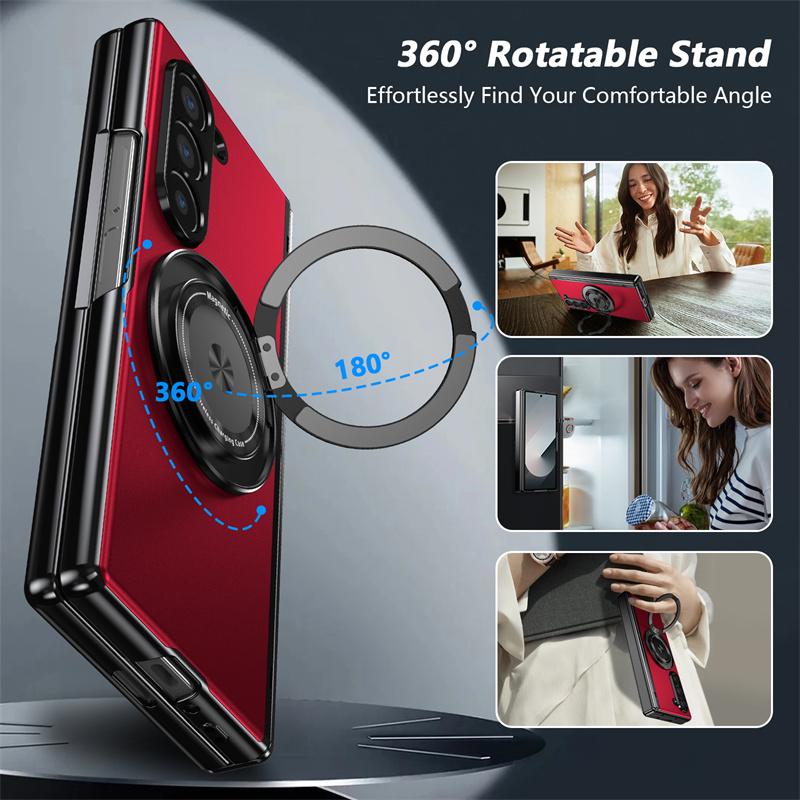Матовый однотонный чехол для телефона Samsung Galaxy Z Fold 6 5 4 3 Hard Shell Защитная противоударная защитная пленка с держателем