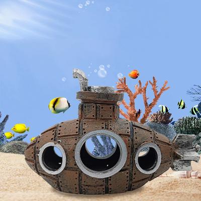 Подводная лодка для аквариума, украшение из безопасного ПВХ для креативного укрытия для рыб и креветок и тематического ландшафтного дизайна