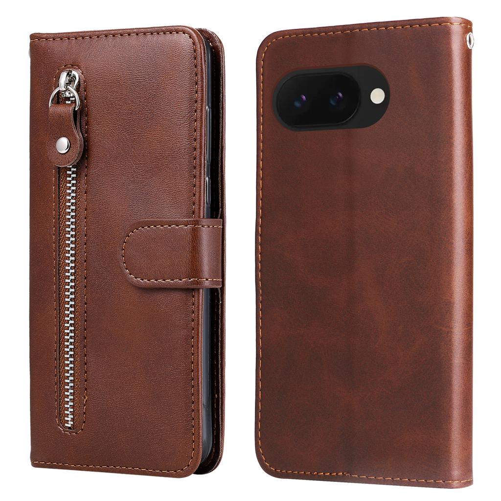 For Google Pixel 9a Case Zipper Wallet Calf Texture PU Leather Phone Cover