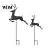 Leaping Deer Ground Stake 2Pcs/Set Christmas Elk Garden Stake, Black Reindeer Silhouette Yard Art, Holiday Decorative Stakes Flower Bed Sign