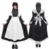GOKEI Maid Halloween Maid Cosplay Long Set for Women and Cute Lolita Apron Ruffled Large Maid Cafe Size XL Costume, Costume, Length, 5-Piece Men,