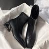 Fashion 2025 New Women's Hollow Heel Square Head Metal Modern Short Boot for Women Winter Street Style Mid Heel Boots Female