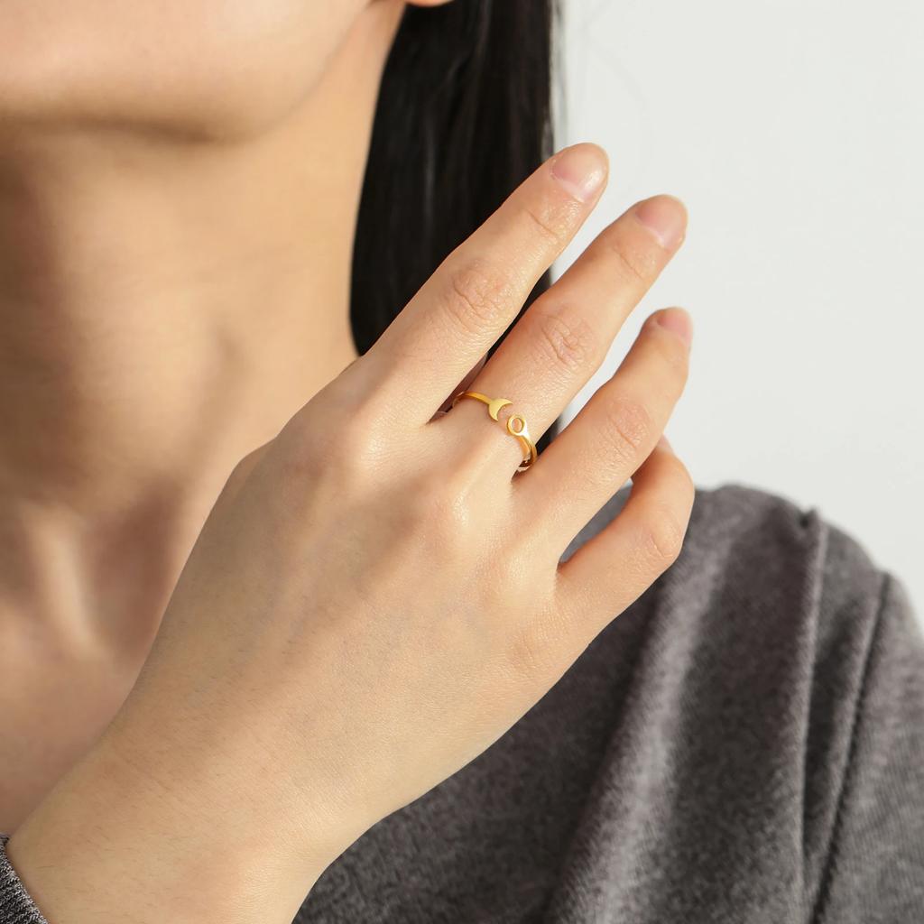 Cazador Crescent Moon Full Moon Rings for Women Stainless Steel Open Finger Rings 2026 Trend Jewelry Birthday Gift Wholesale