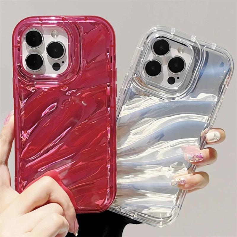 Роскошный лазерный волнистый прозрачный чехол для iPhone 14 13 12 11 Pro Max X XS XR 8 7 Plus SE 2022, мягкий противоударный чехол-бампер ярких цветов
