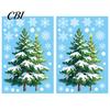 Christmas Glass Decal 2Pcs Snowflake Window Clings, Winter Green Pine Tree Static Easy Apply Sticker Stickers, Snow Dots Xmas Decals for Home