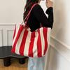 Bag Lazy Wind Underarm Bag  New Casual Striped Canvas Bag Large Capacity Shoulder Shopping Bag Bag