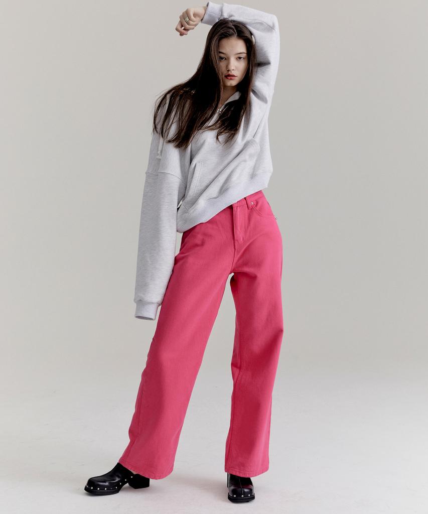 ONNE Cubic Loose Fit Denim Pants - Cherry Pink