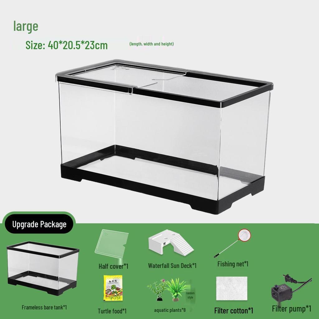 Компактный террариум для черепахи с платформой для обогрева - Элегантная настольная среда обитания с крышкой для экологичной гостиной