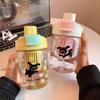Girls Cartoon Double Drinking Plastic Cup With Rotating Straw For Office And Travel Use