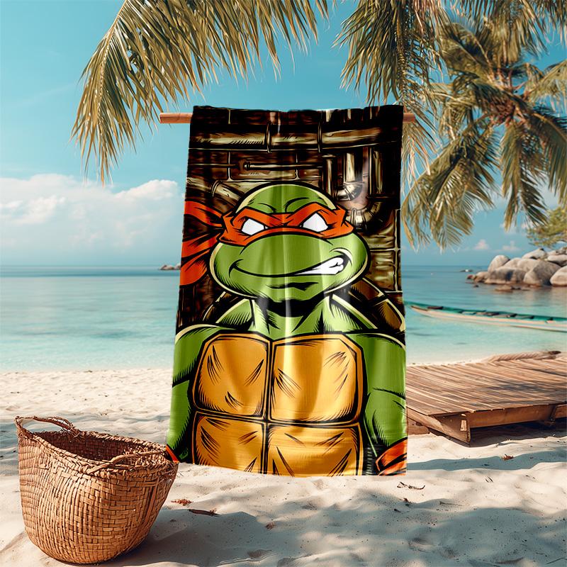 proof beach towel with Teenage Mutant Ninja Turtles pattern - soft,absorbent,quick-drying,machine washable - perfect for swimming,camping,bathing