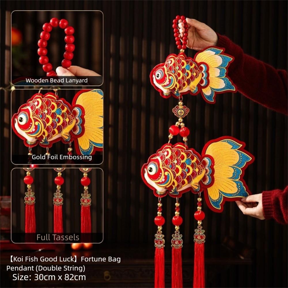 Bell Pendant Festive Ornaments Wooden Bead Lanyard Year Of The Horse  Living Room