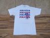 Pirates Spellout w/ Pirate Graphic White T-shirt Sz M 1980s M10