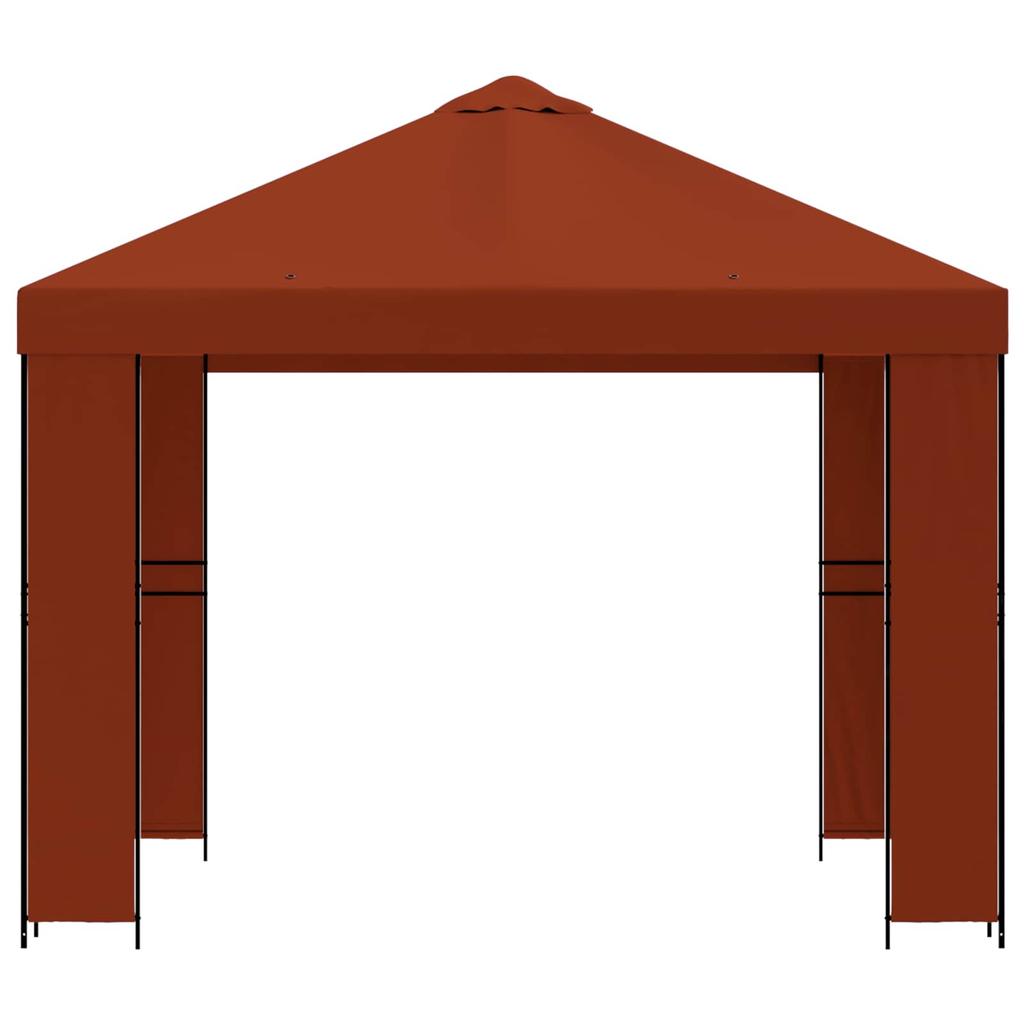 Pavilion 3 x 3 m Terracotta Polyester and Steel 190 gsm