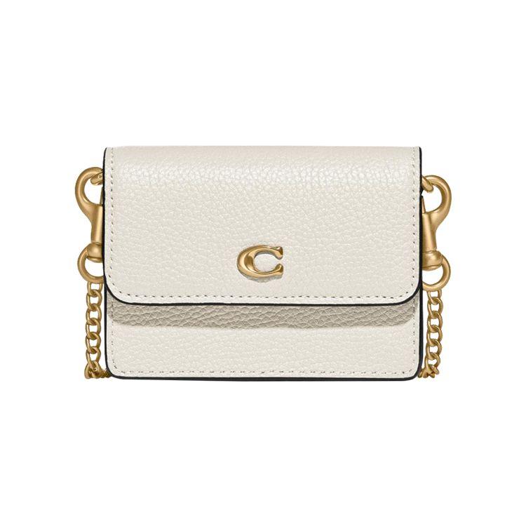 Coach 1 Серия кошельков-кардхолдеров Минималистичный кошелек-кроссбоди с клапаном и цепочкой, украшенный логотипом C, Женская сумка через плечо Белый C6718-B4HA