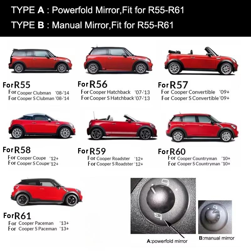 2 шт./комплект Накладки на зеркала заднего вида Для Mini Cooper Countryman R60 Для Mini Cooper R55 R56 R57 R58 R59 R61Для аксессуаров mini cooper