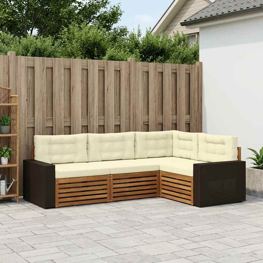 Outdoor Sofa Set 4 pcs Natural and Cream