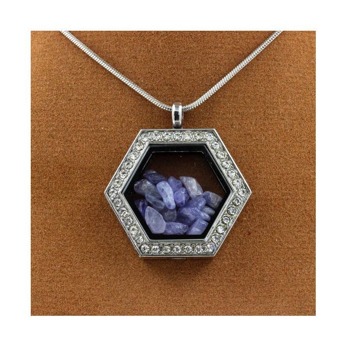 Stones and Minerals. Raw Tanzanite Necklace. Hexagon Model.