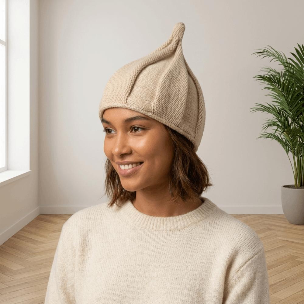 Korean Style Nipple Hat Twist Pullover Hat Simple Knitted Beanie Hat Autumn Winter