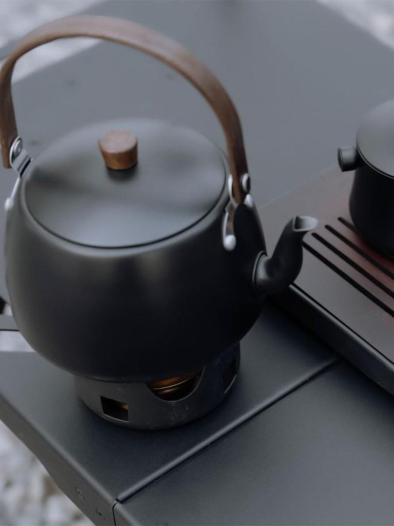 Aluminum Alloy Wood Handle Camping Teapot – Portable Kettle for Boiling Water, Tea, and Coffee