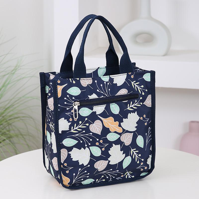 Chunky Nylon Printed Fabric Handbag, Portable Lunch Box Bag for Work, Daily Storage Bag for Mommy