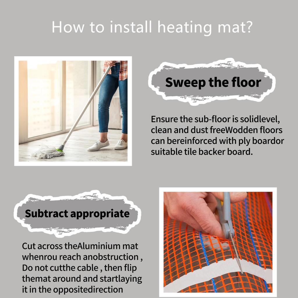 Underfloor Heating Mat Electric Radiant Self-Adhesive Floor Heating System 200w/2 Warmmat