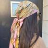 Floral Print Satin Scarf Hijab Soft Head Scarf Elegant Square Silk Scarf  Women