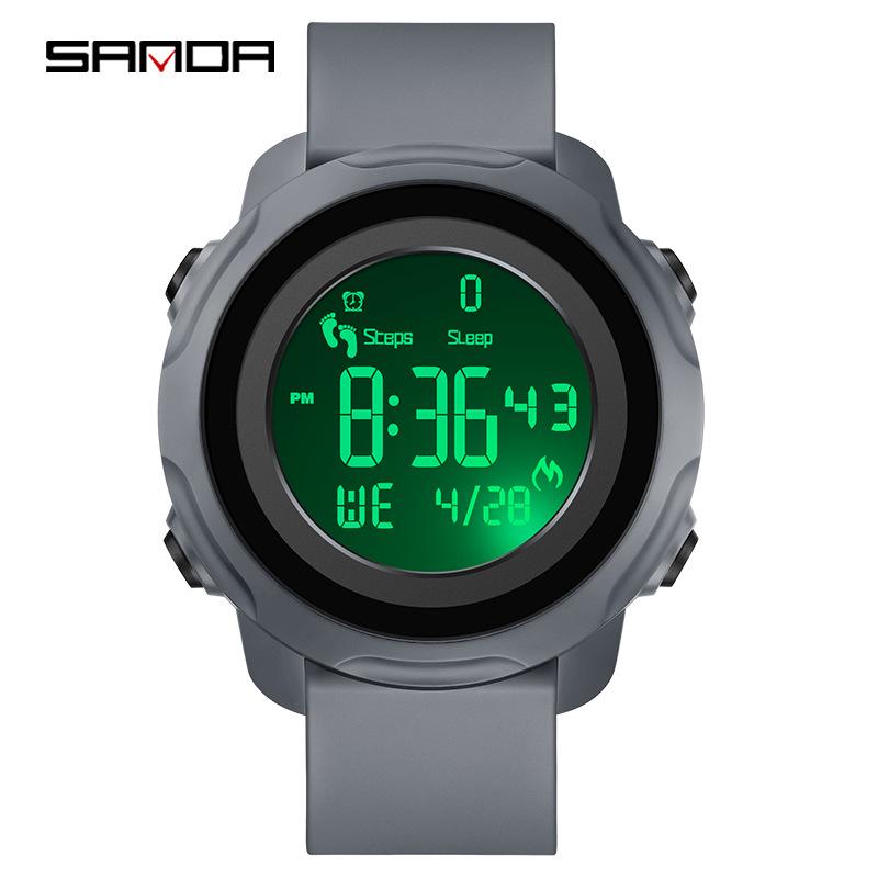 Sanda Waterproof Digital Watch with Step Counter, Calorie Tracker, Alarm, and Multifunctional Features for Outdoor Sports