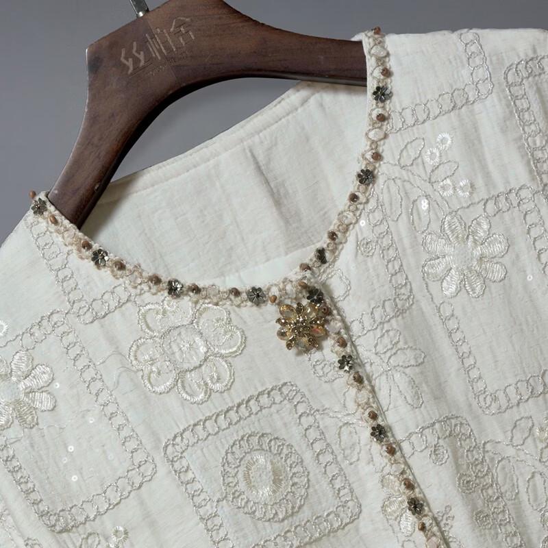 Женская новая куртка в китайском стиле из льна с вышивкой от Cypress