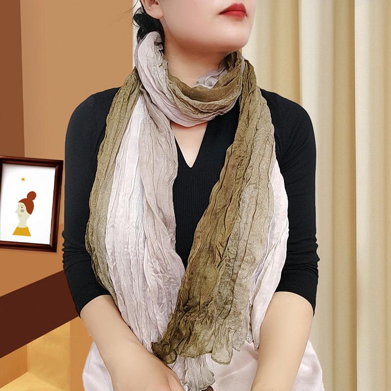 Trendy Gradient Cotton-Linen-Silk Scarf/Shawl for Women - Sun Protection & Dual-Use for All Seasons