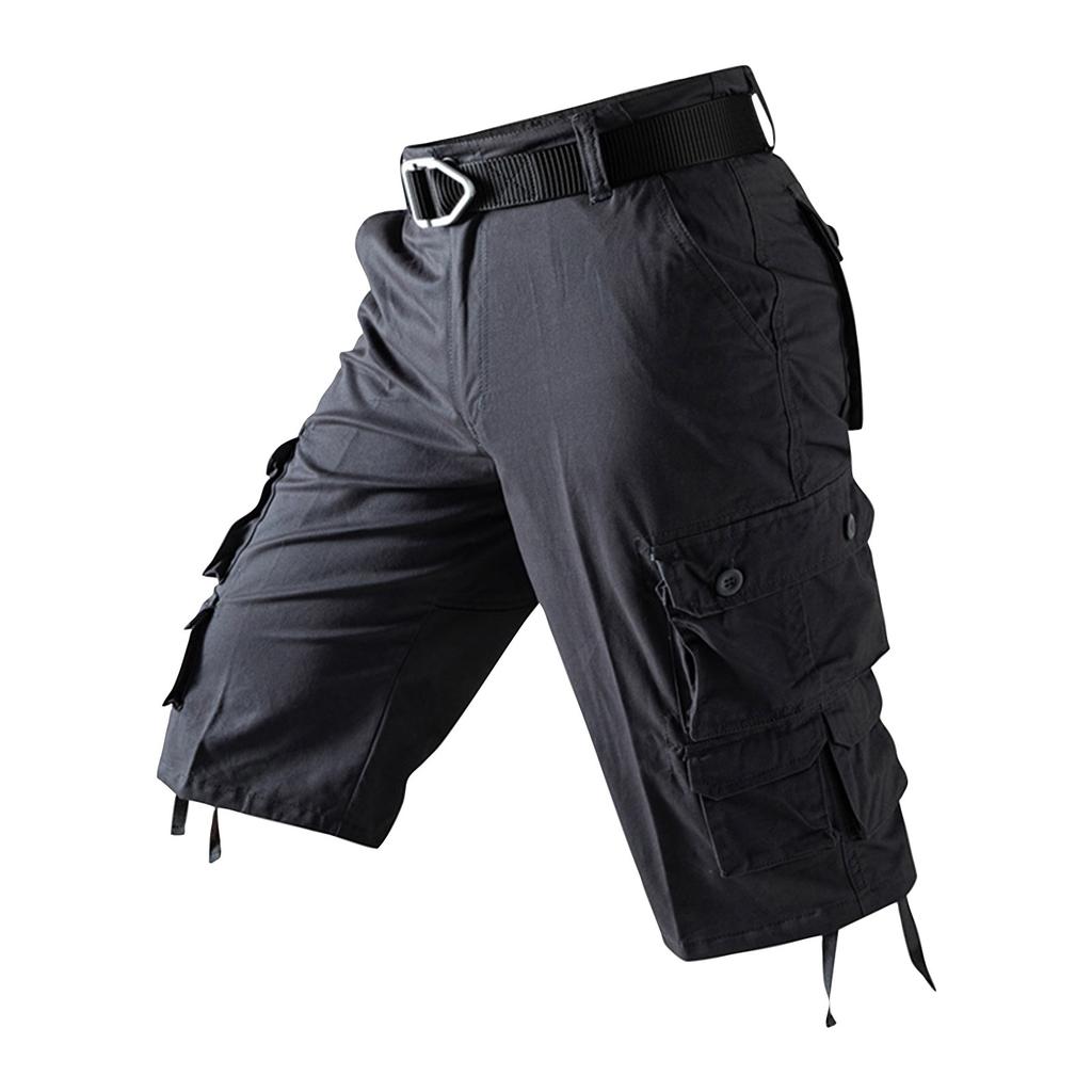 Мужские летние рабочие шорты, свободные повседневные брюки с пятью точками, мужские летние однотонные повседневные шорты-карго