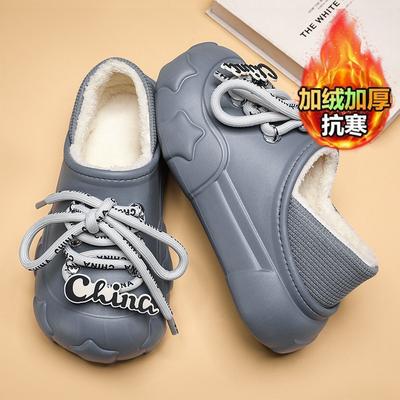 Водонепроницаемые хлопковые тапочки женские осенне-зимние новые нескользящие мягкая подошва толстая подошва теплые двойного ношения сумка с хлопковыми тапочками мужские